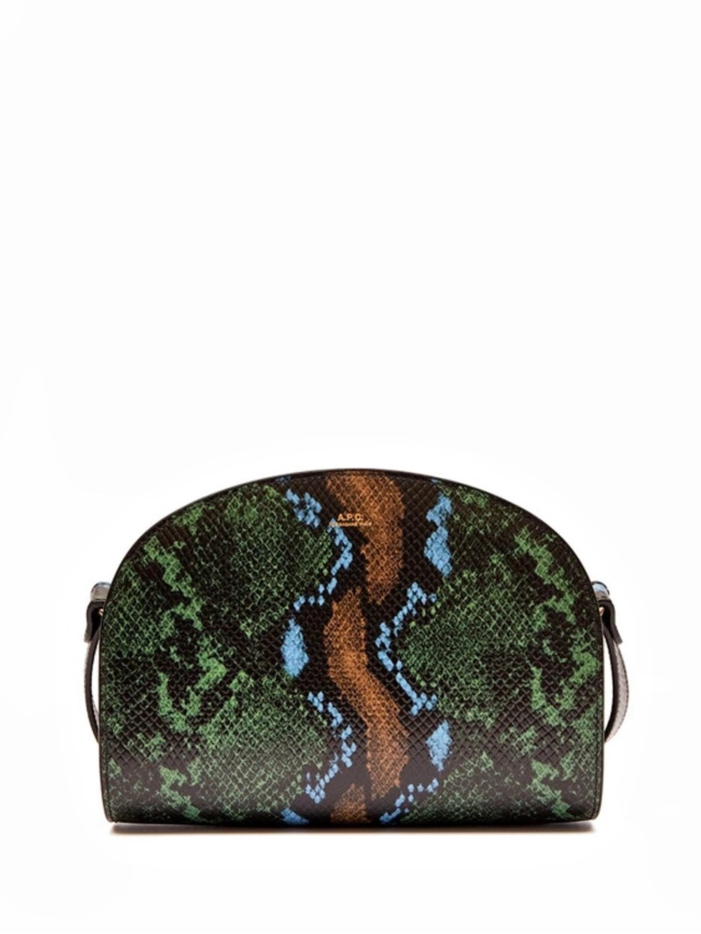 A.P.C. Demi-Lune Bag Snake-Effect. Crossbody Green & Brown